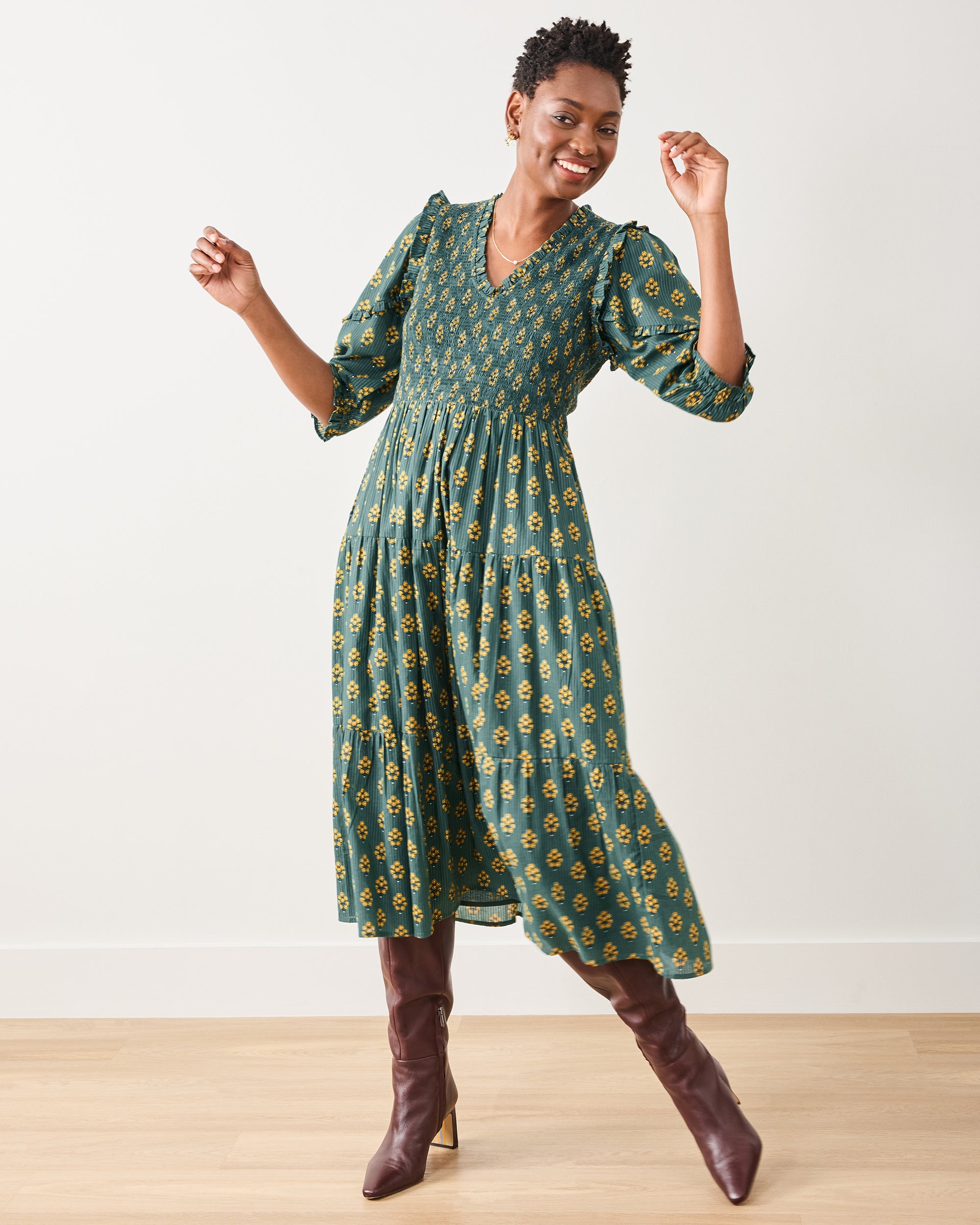 Texas Bouquet - Myrtle Dress - Desert Moss – Printfresh