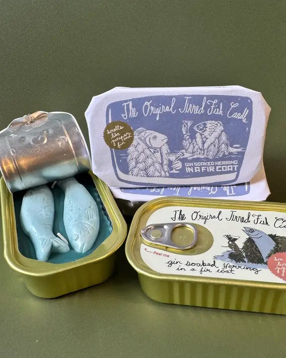 Tinned Fish Candle - Juniper & Fraser Fir - Tinned Candle - Printfresh