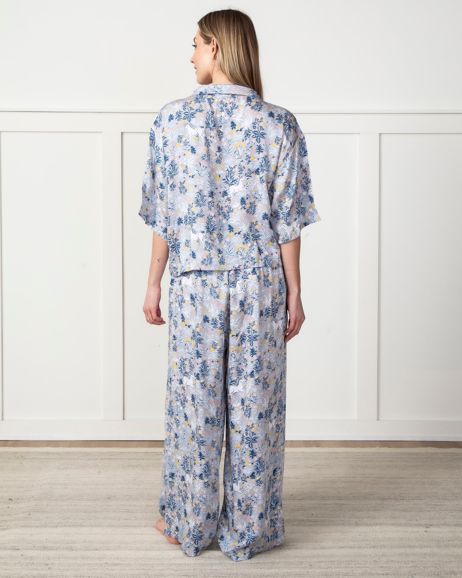 Unicorn's Garden - Satin Wildest Dreams Pajama Set - Silver - Printfresh