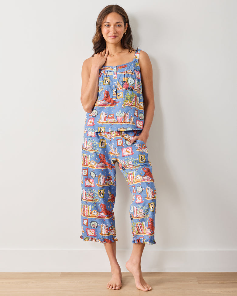Unleashed Stories - Back to Bed Cropped Pant Set - Bookkeeper Blue - Printfresh