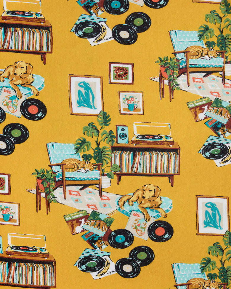 Vinyl Collector - Lightweight Flannel Long PJ Set - Yellow Submarine - Printfresh