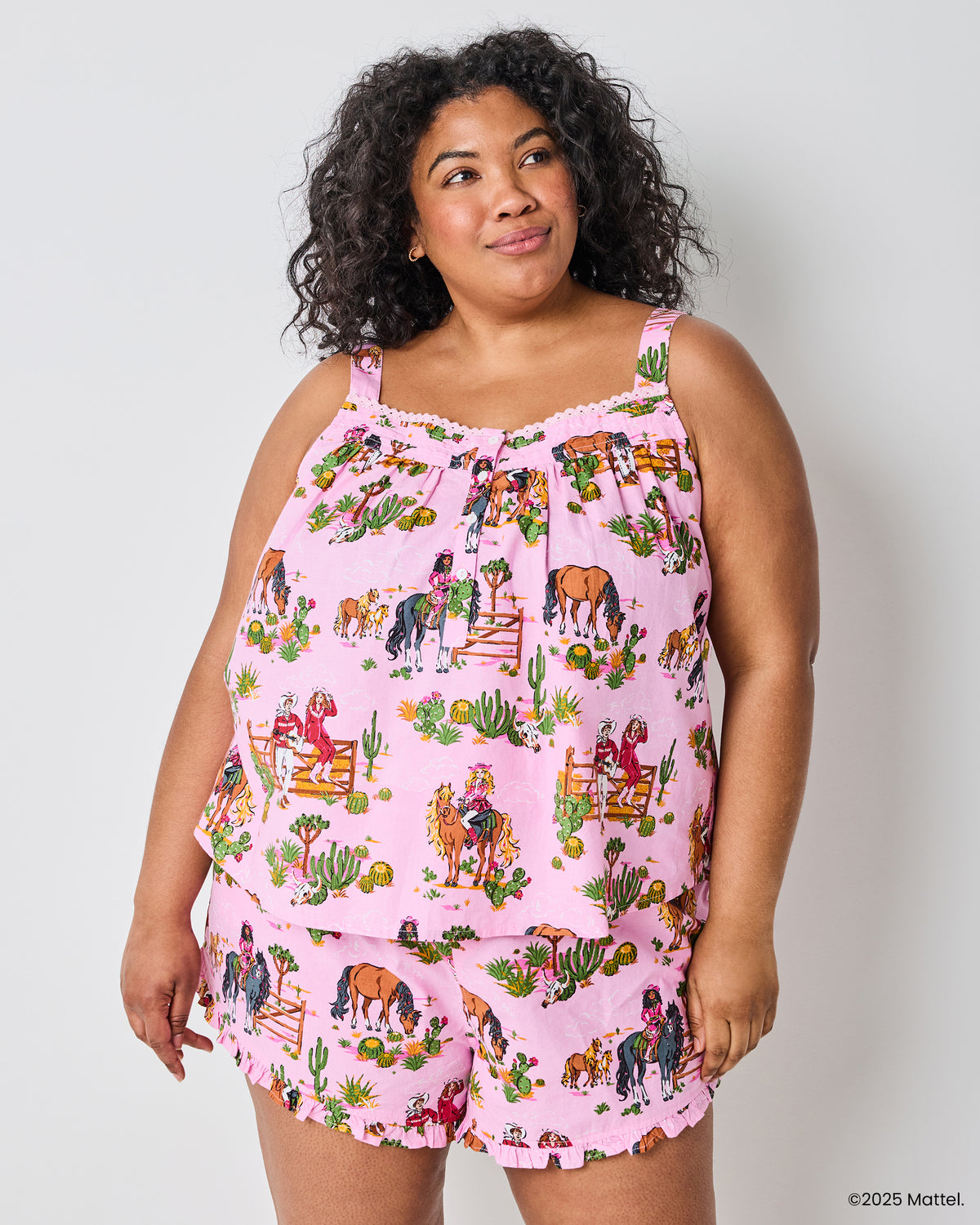 Barbie™ + Printfresh Western Barbie - Back To Bed Short Set - Cowgirl Pink - Printfresh