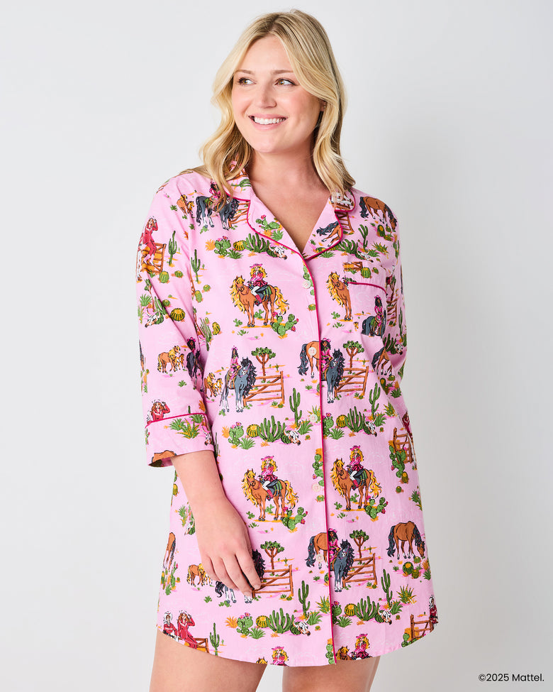 Barbie™ + Printfresh Western Barbie - Sleep Shirt - Cowgirl Pink - Printfresh