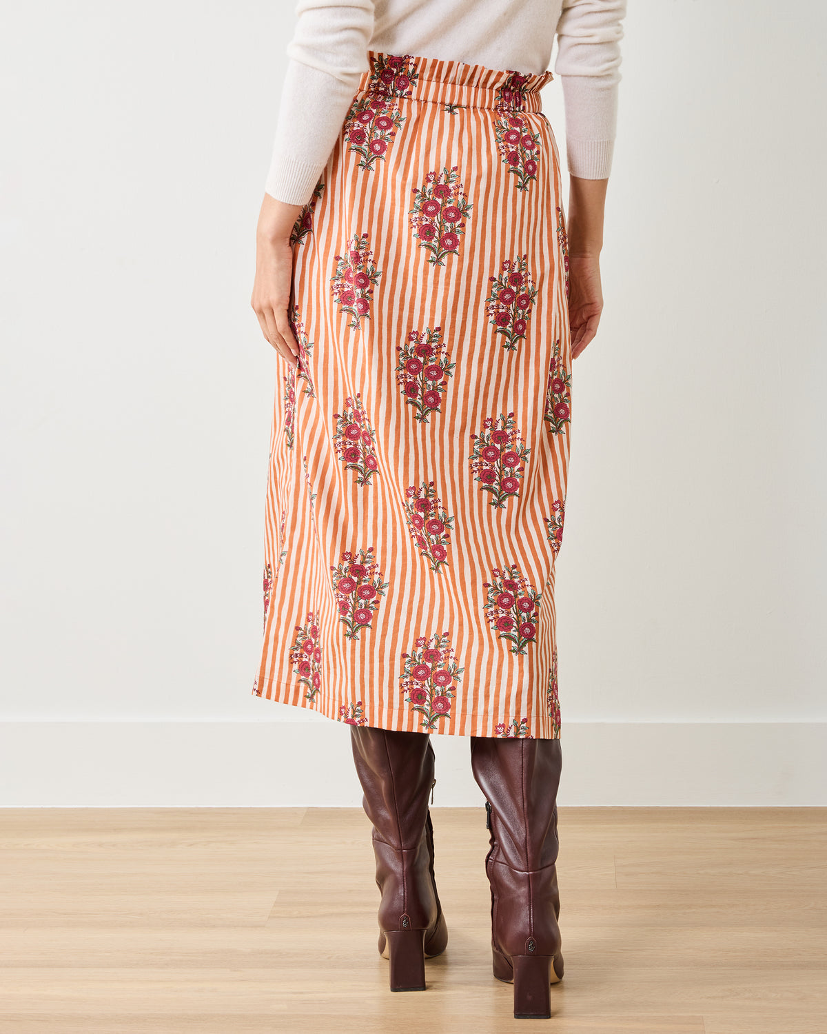 Wildflower Stripes - Emilia Skirt - Ivory Wine - Printfresh