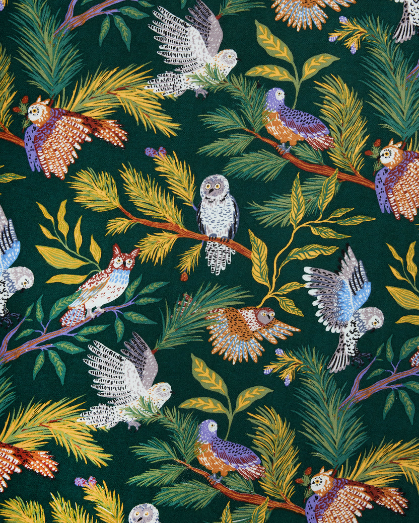 Wise Owls -  Midweight Flannel Long PJ Set - Pine Tree - Printfresh