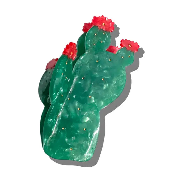 Green Combo - Hand Painted Prickly Pear Cactus Claw Hair Clip - Solar Eclipse - Printfresh