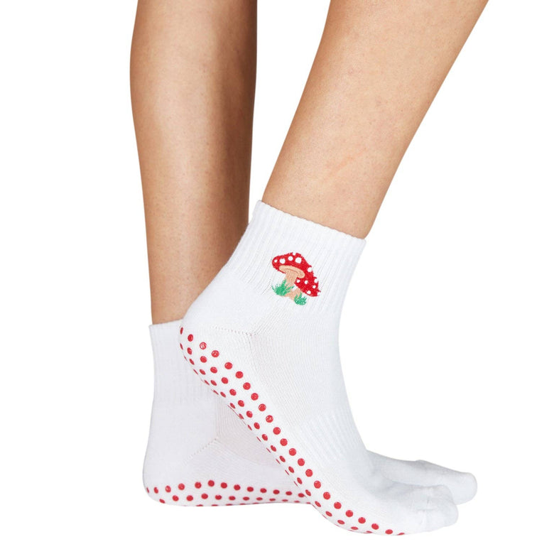 Shrooms - Unisex Grip Socks - White - Printfresh