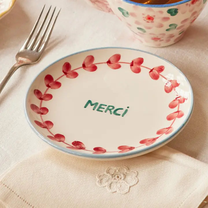 Multi - Ceramic Cake Plate - Handpainted Merci - RicebyRice - Printfresh