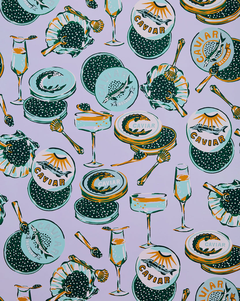 Champagne & Caviar - Peel & Stick Wallpaper - Lavender - Printfresh