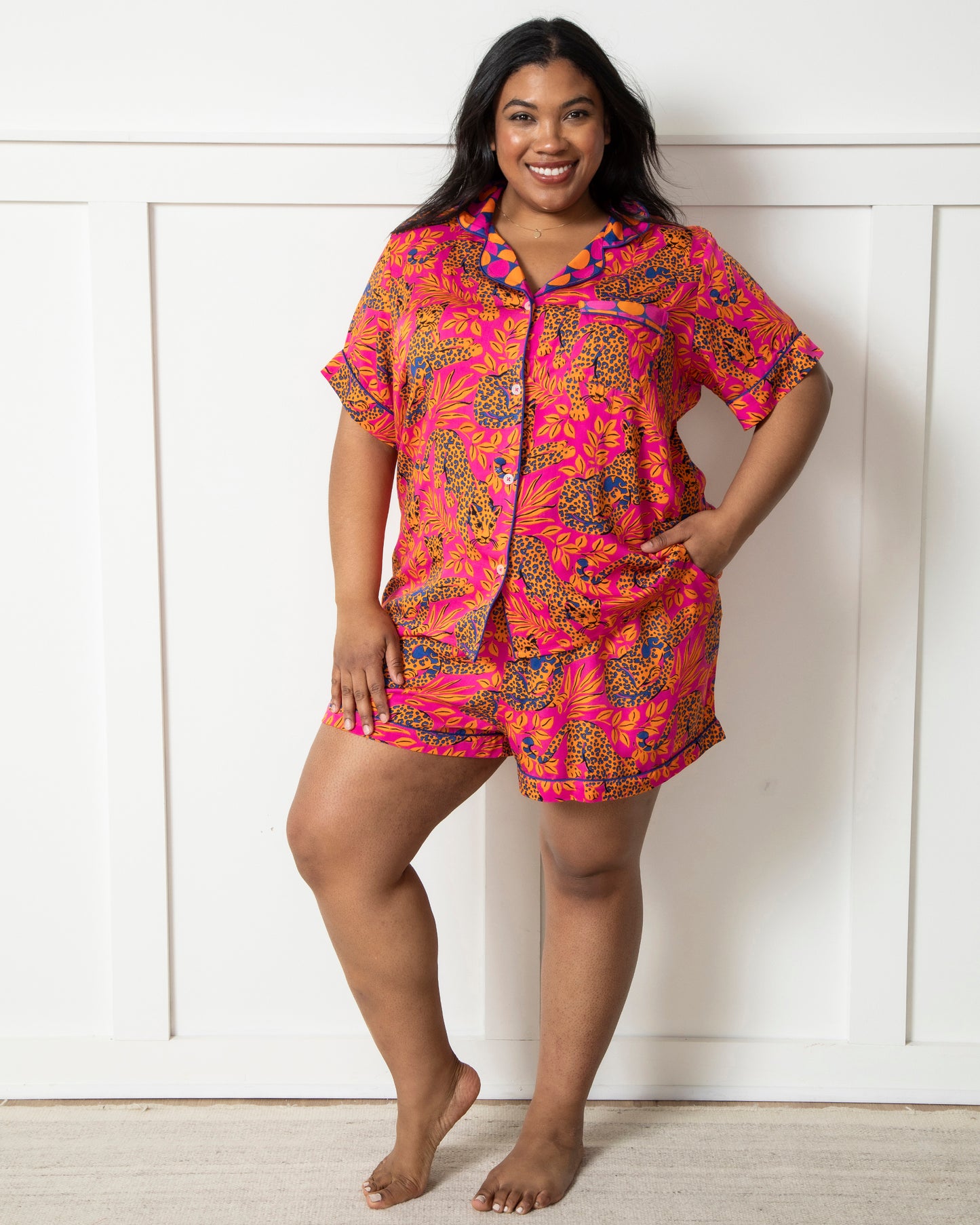 City Cats - Eco Satin Short Set - Fuchsia - Printfresh