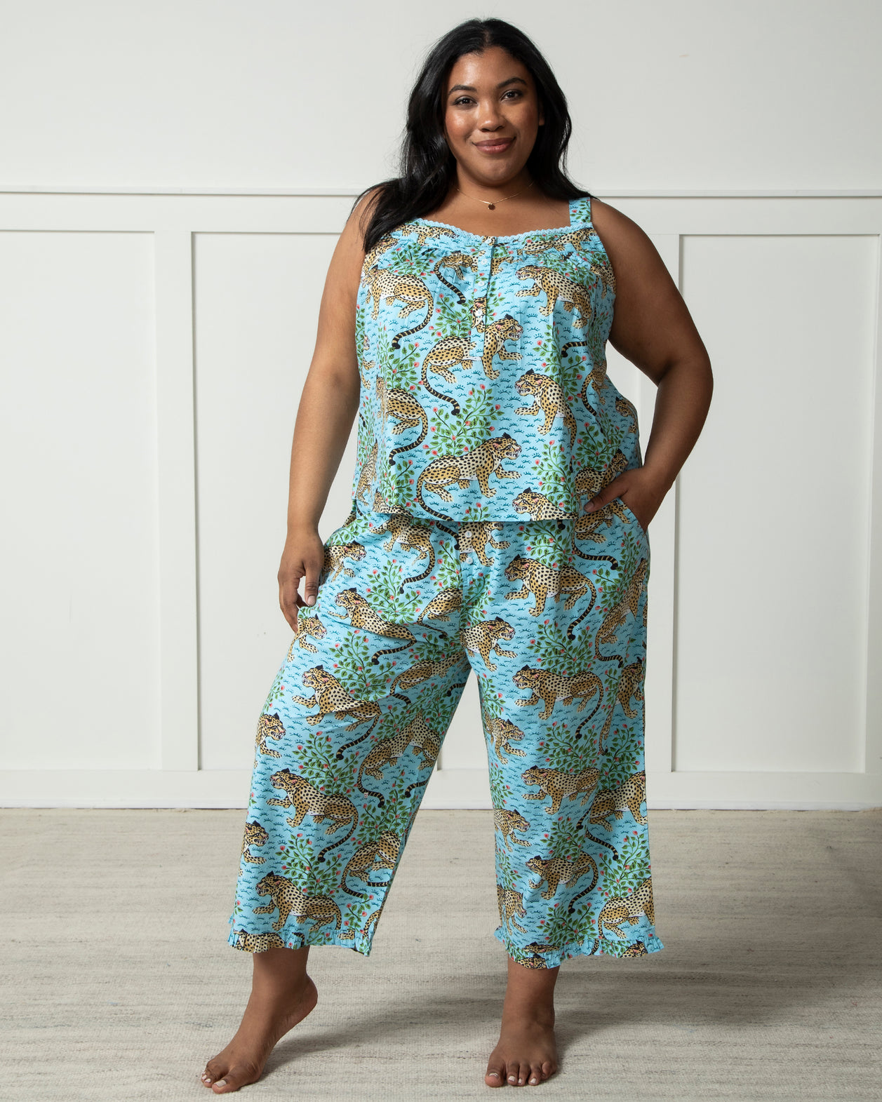 Bagheera - Back to Bed Cropped Pant Set - Something Blue - Printfresh