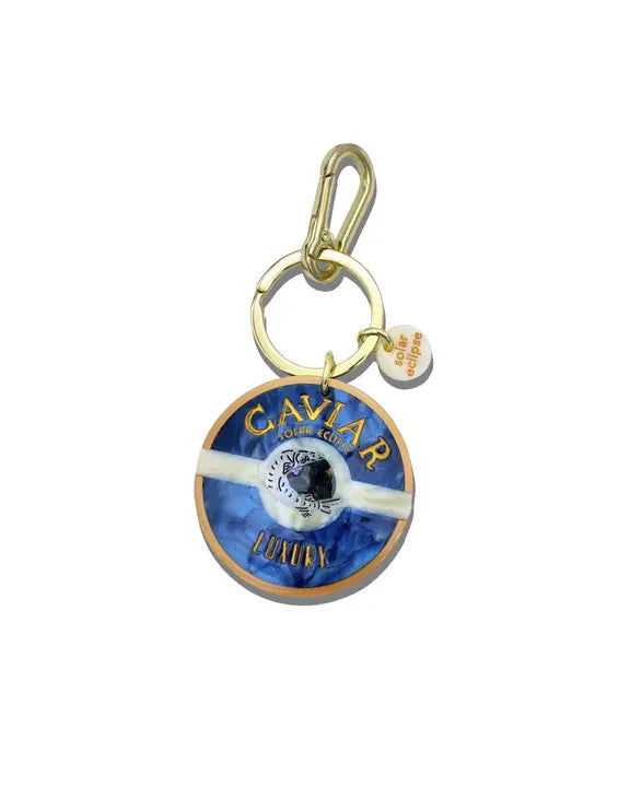 Blue Combo - Hand Painted Caviar Bag Charm + Keychain - Solar Eclipse - Printfresh