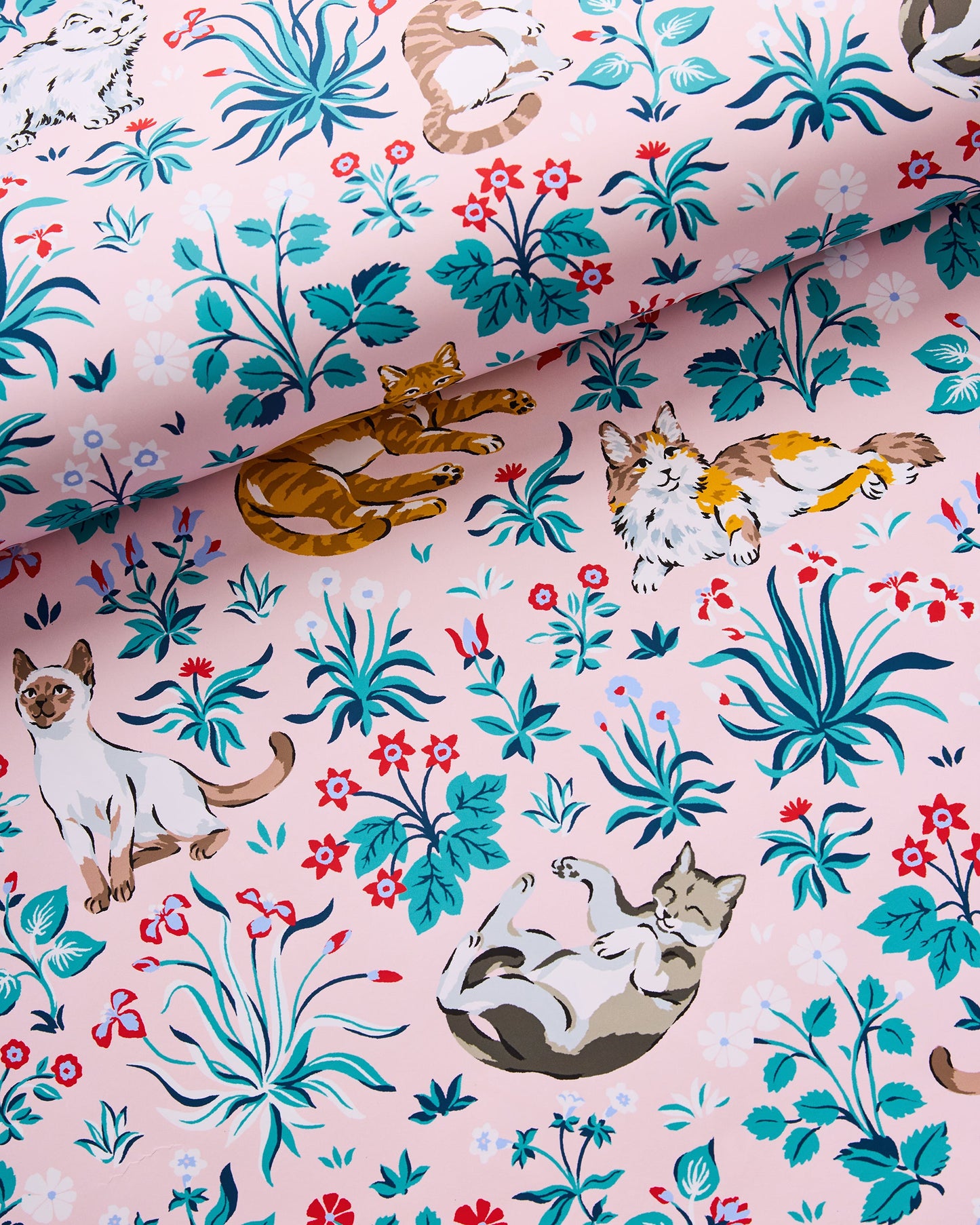 Must Love Cats - Peel & Stick Wallpaper - Pink