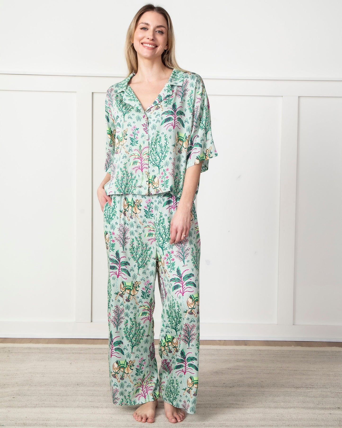 Camel's Courtyard - Petite Eco Satin Wildest Dreams Set - Avocado - Printfresh