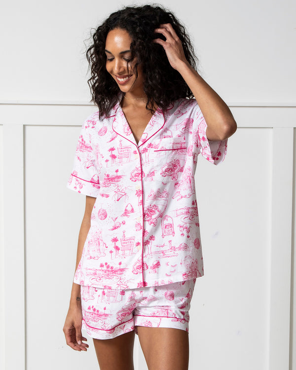 PF x Sean Taylor Girls' Trip Toile - Short PJ Set - Pink Cloud - Printfresh