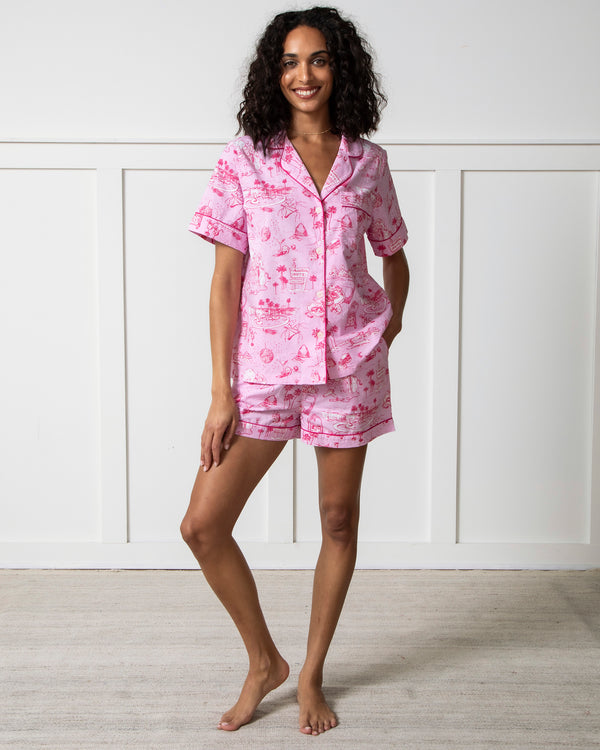 PF x Sean Taylor Girls' Trip Toile - Short PJ Set - Rose - Printfresh