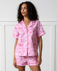 PF x Sean Taylor Girls' Trip Toile - Short PJ Set - Rose - Printfresh