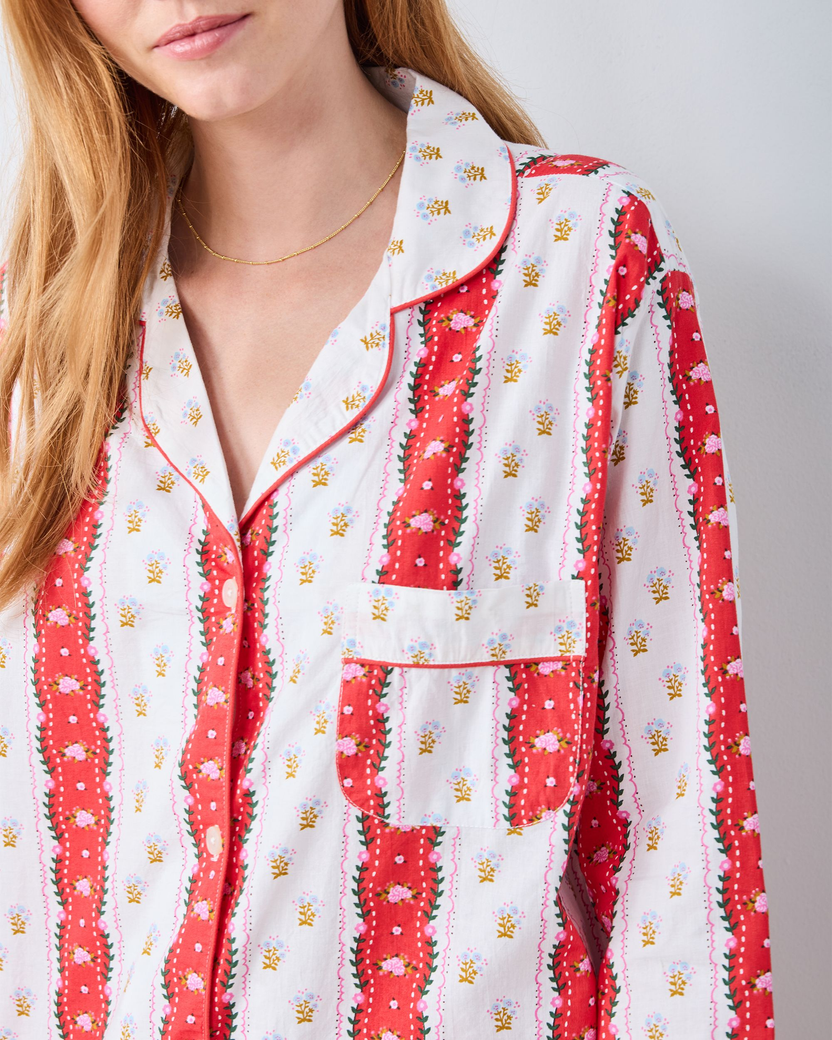 Sweetheart Stripes - Long PJ Set - Cherry Cola - Printfresh