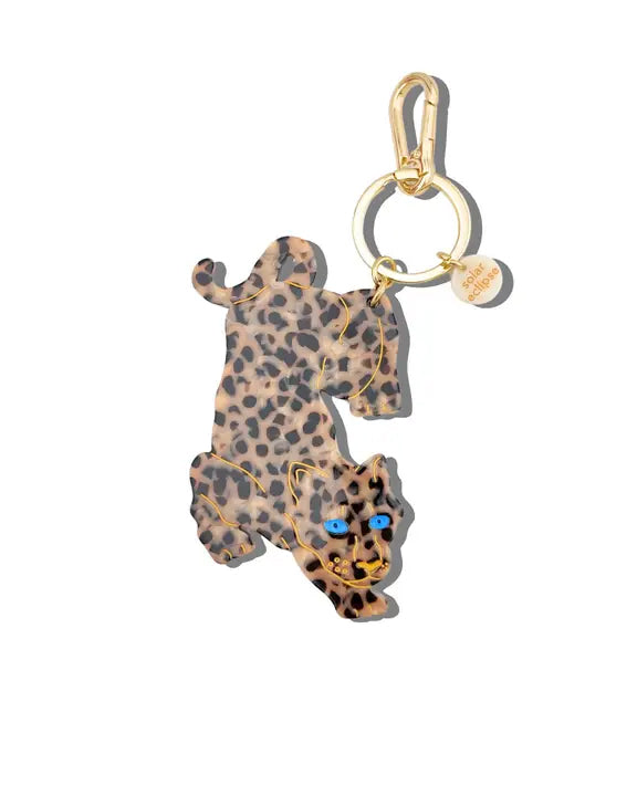 Leopard Combo - Hand Painted Leopard Bag Charm + Keychain - Solar Eclipse - Printfresh