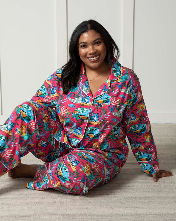 Meowing Mermaids - Long PJ Set - Hot Pink - Printfresh