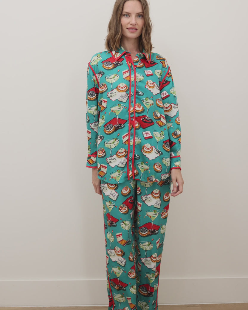 Blinis & Martinis - Eco Satin Hepburn Set - Mid Century Blue