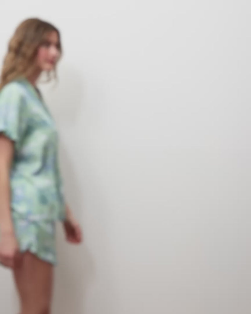 Mermaid Toile - Eco Satin Ruffle Set - Seafoam