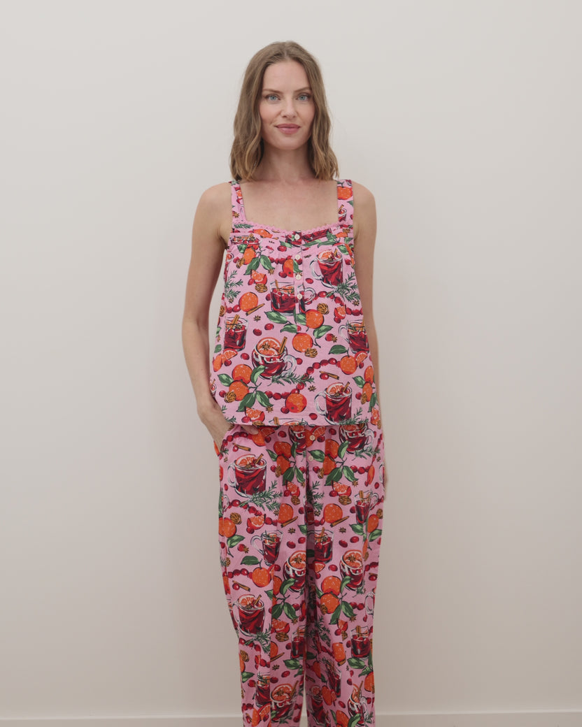 Mulled Wine - Back to Bed Cropped Pant Set - Pink Tinsel