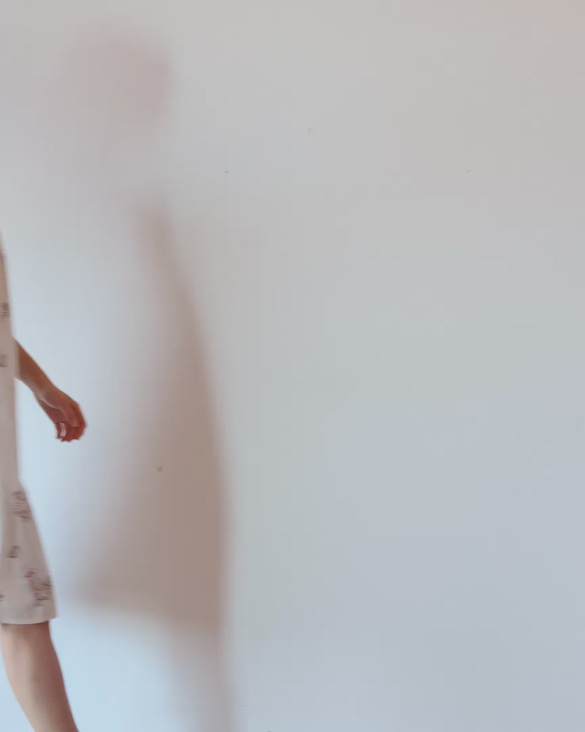 Embroidered Hens - Back to Bed Nightgown - Buff