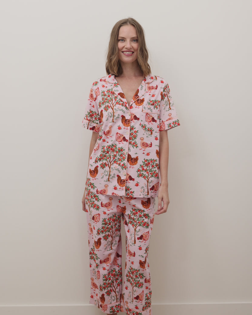 Hen House - Short Sleeve Top & Cropped Pants Set - Ballet Pink