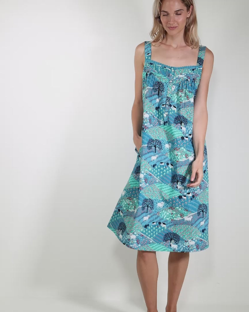 Rolling Hills - Back to Bed Nightgown - Blue Opal