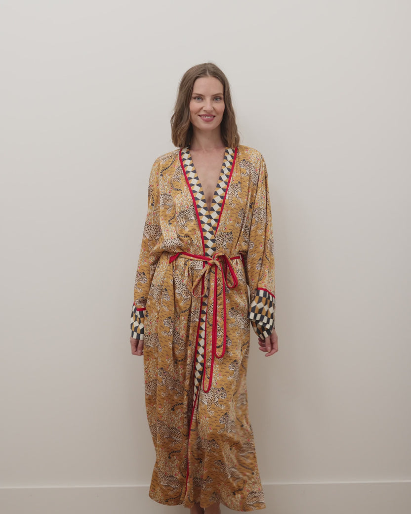 Bagheera - Eco Satin Robe - Tobacco
