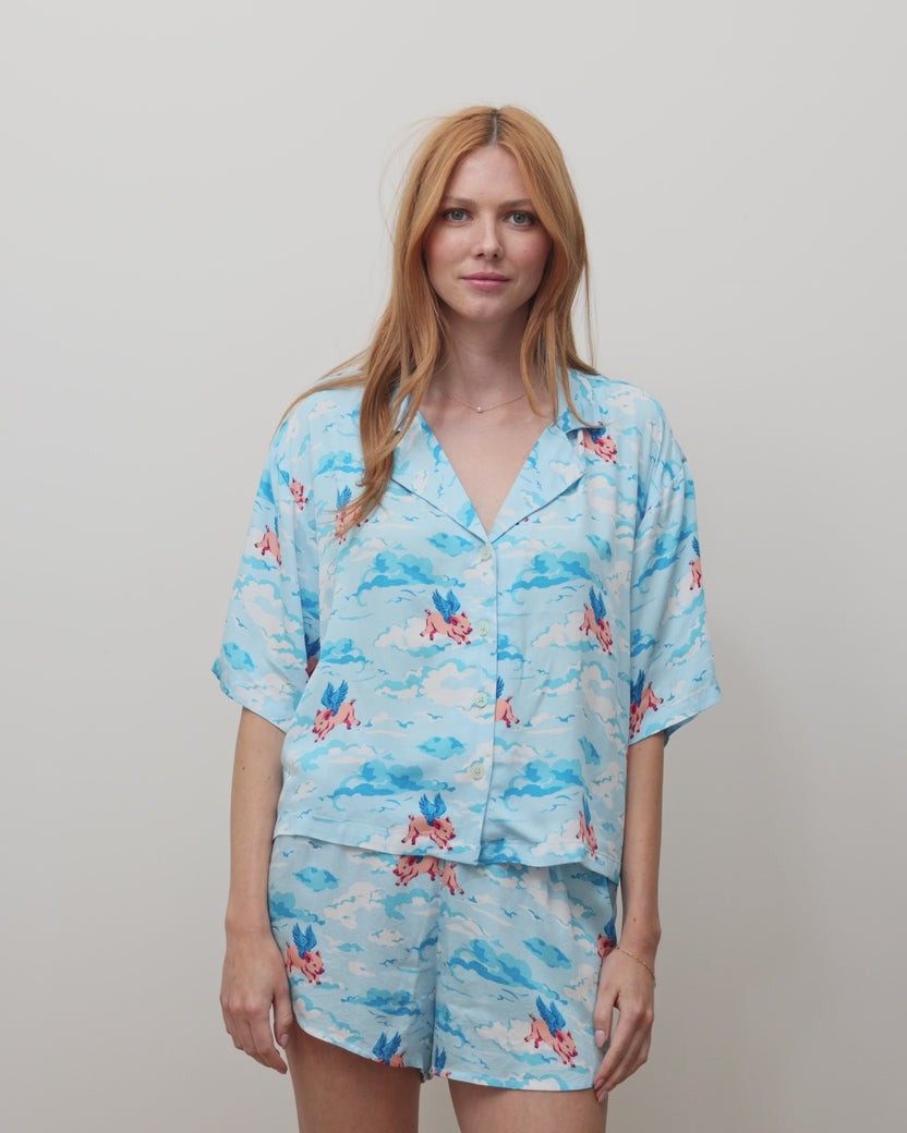 When Pigs Fly - Eco Satin Sweet Dreams Set - Pale Blue