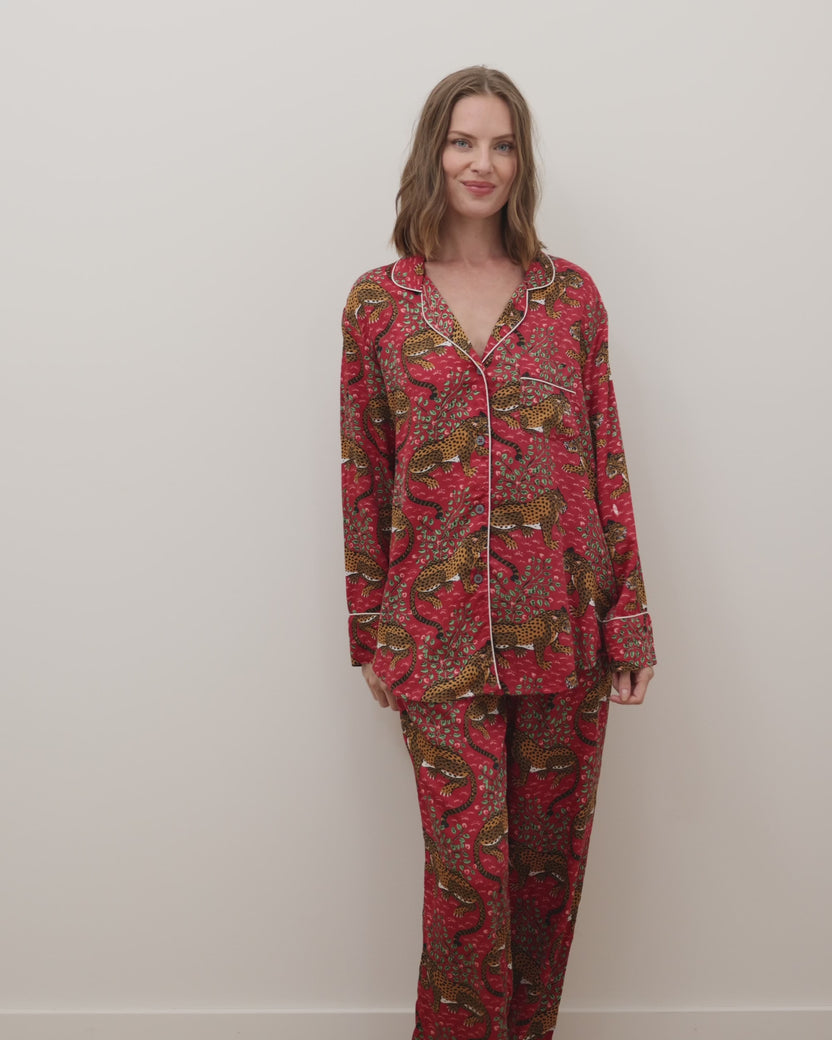Bagheera - Petite Eco Satin Long PJ Set - Scarlet