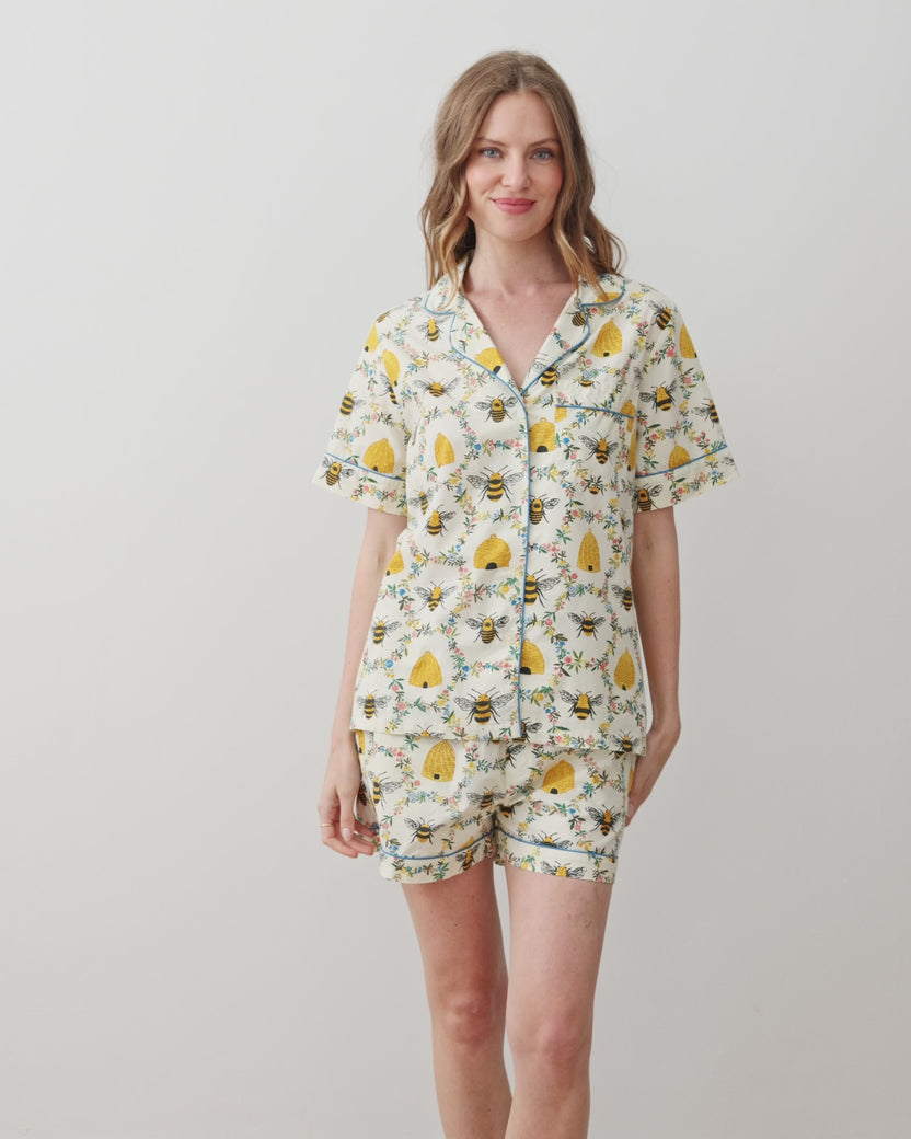 Sweet Bee - Petite Short PJ Set - Cream