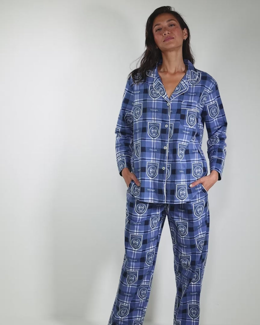 Chilton Plaid - Petite Lightweight Flannel Long PJ Set - Rory Blue