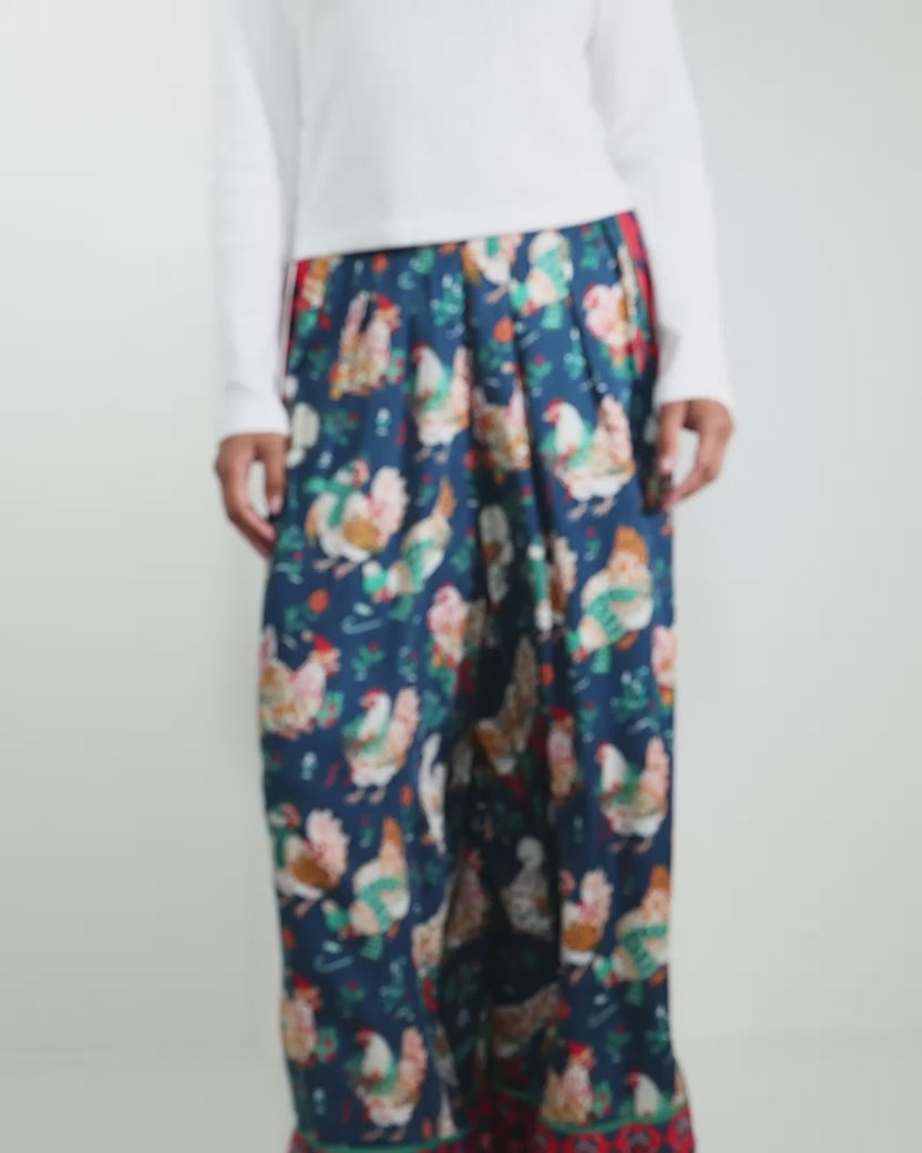 Holiday Hens - Eco Satin Tribeca Pants - Winter Night