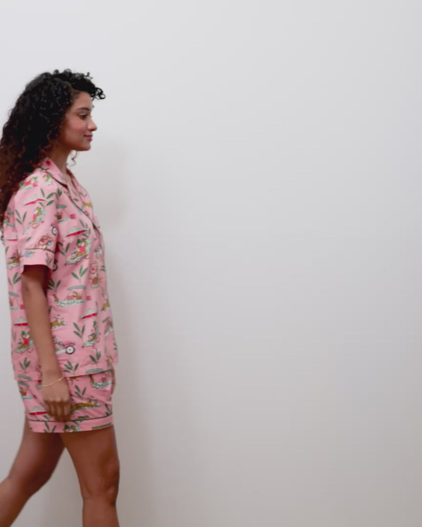 Cabana Cats - Short PJ Set - Peach Daiquiri