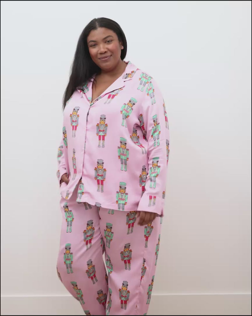 Leopard Nutcrackers - Eco Satin Chelsea Set - Pink Candy Cane