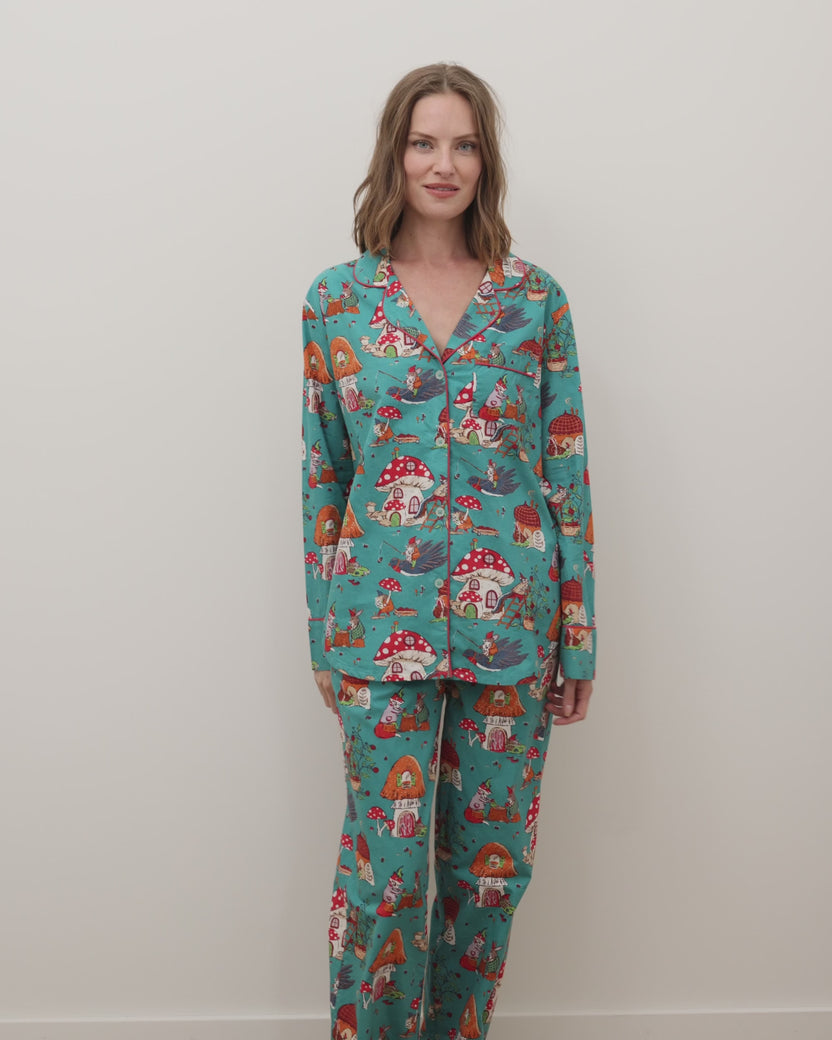 Autumn Critters - Long PJ Set - Teal