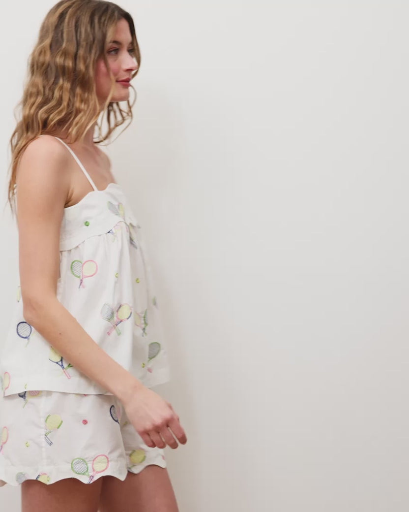 Embroidered Tennis Club - Rosie Set - Cloud