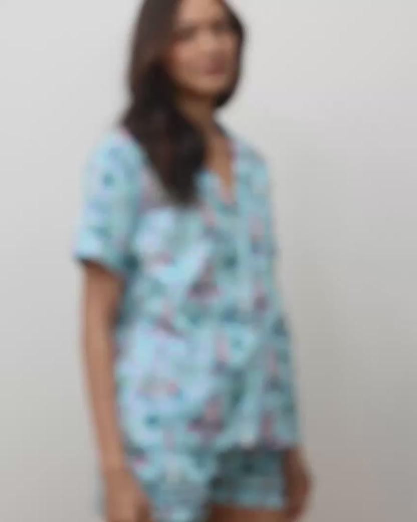 Lighthouse Keeper - Short PJ Set - Blue Hydrangea