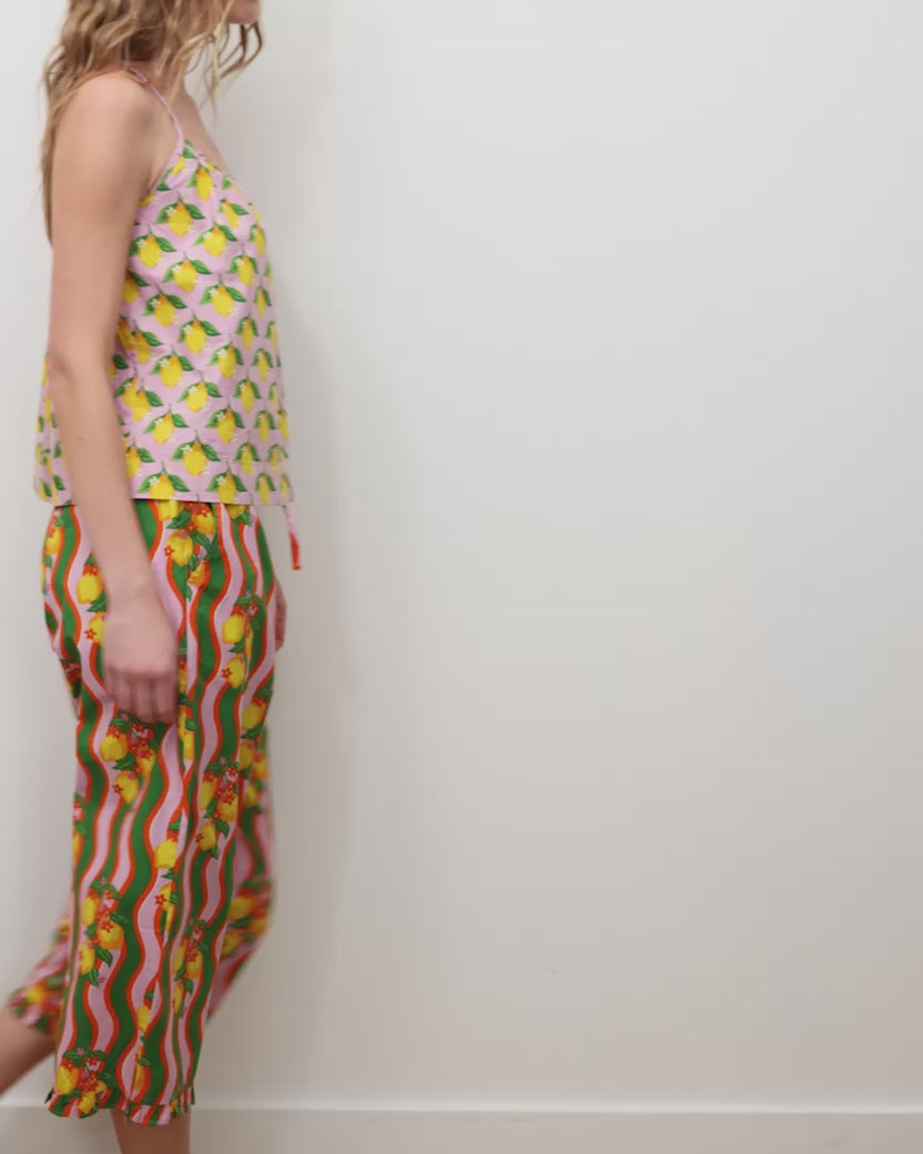 Lemon Twist - Cami & Ruffle Crop Pants Set - Limoncello