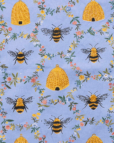 Sweet Bee - Set of 4 Placemats & Napkins Bundle - Soft Blue