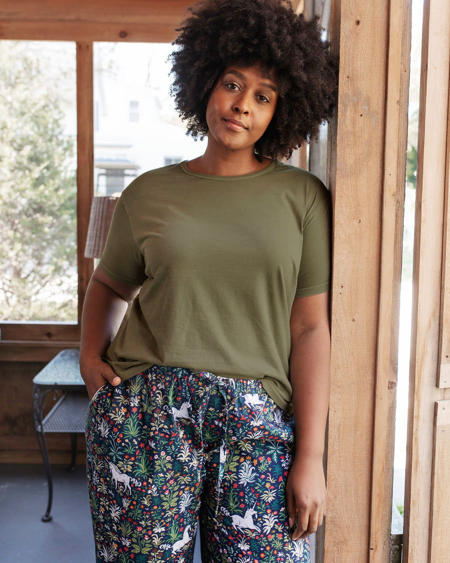 Sunday Tee - Organic Knit T-Shirt - Olive - Printfresh