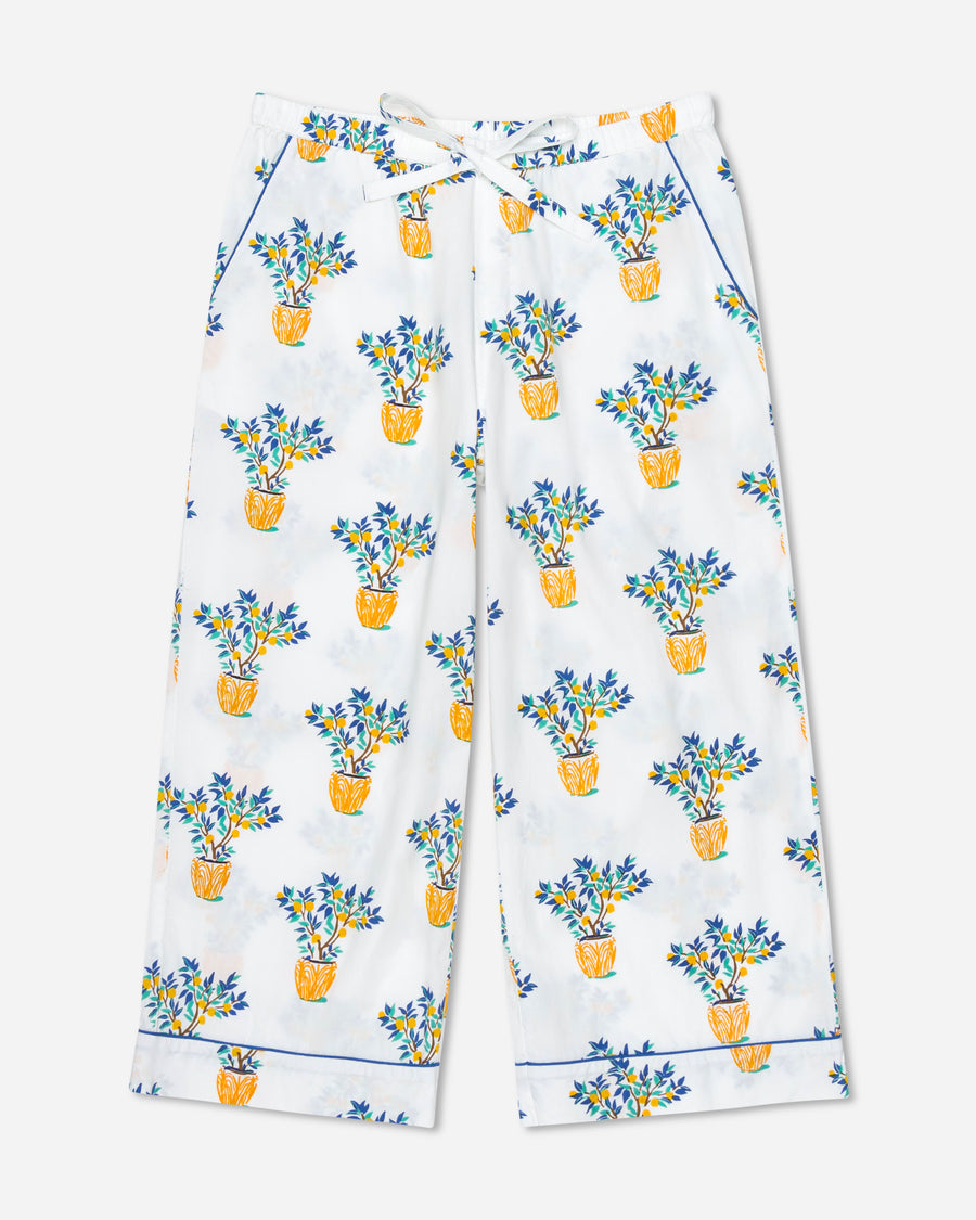 Lemon Tree - Cropped Pajama Pants - Cloud - Printfresh