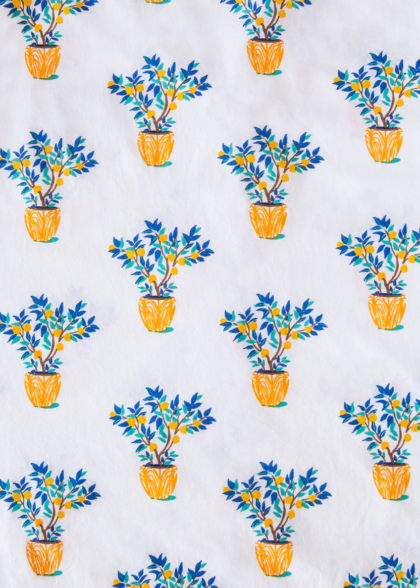 Lemon Tree - Cropped Pajama Pants - Cloud - Printfresh