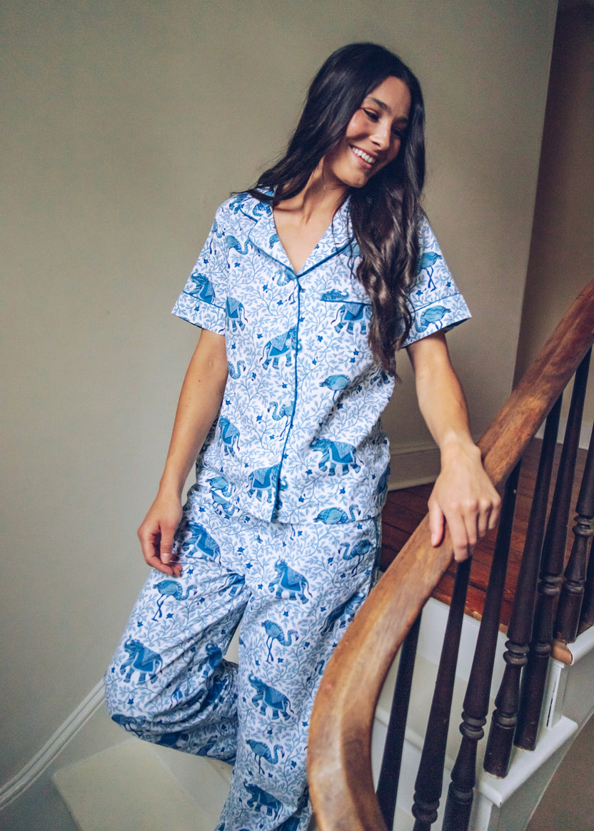 Flamenco - Short-Sleeve/Pant Set - Pale Blue - Printfresh