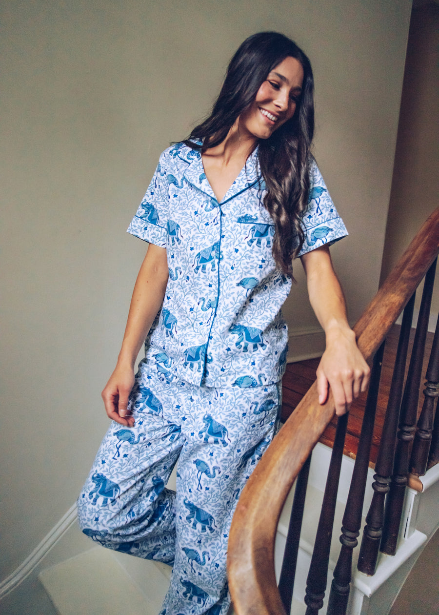 Flamenco - Short-Sleeve/Pant Set - Pale Blue - Printfresh