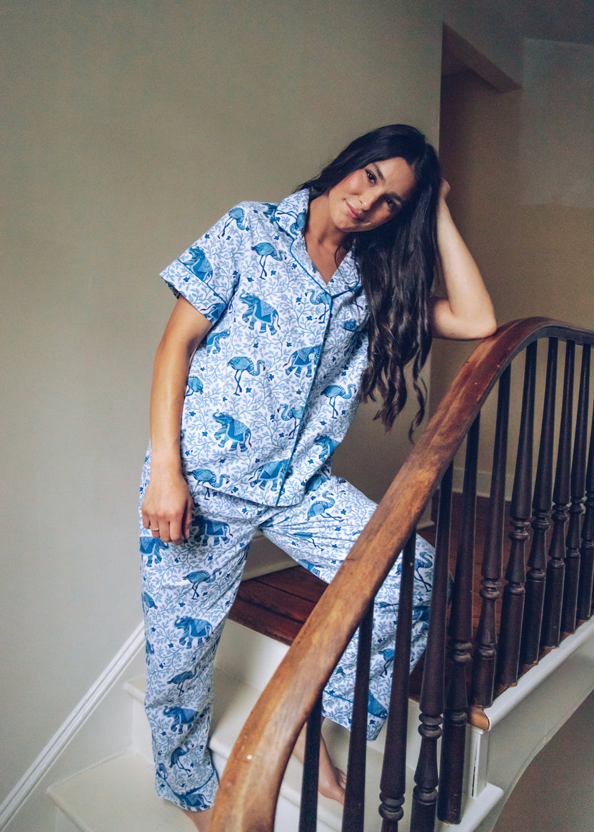 Flamenco - Short-Sleeve/Pant Set - Pale Blue - Printfresh