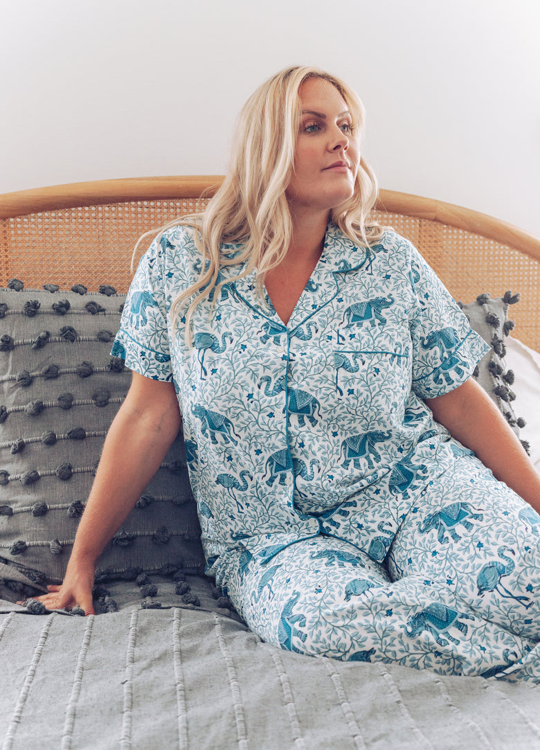 Flamenco - Short-Sleeve/Pant Set - Pale Blue - Printfresh